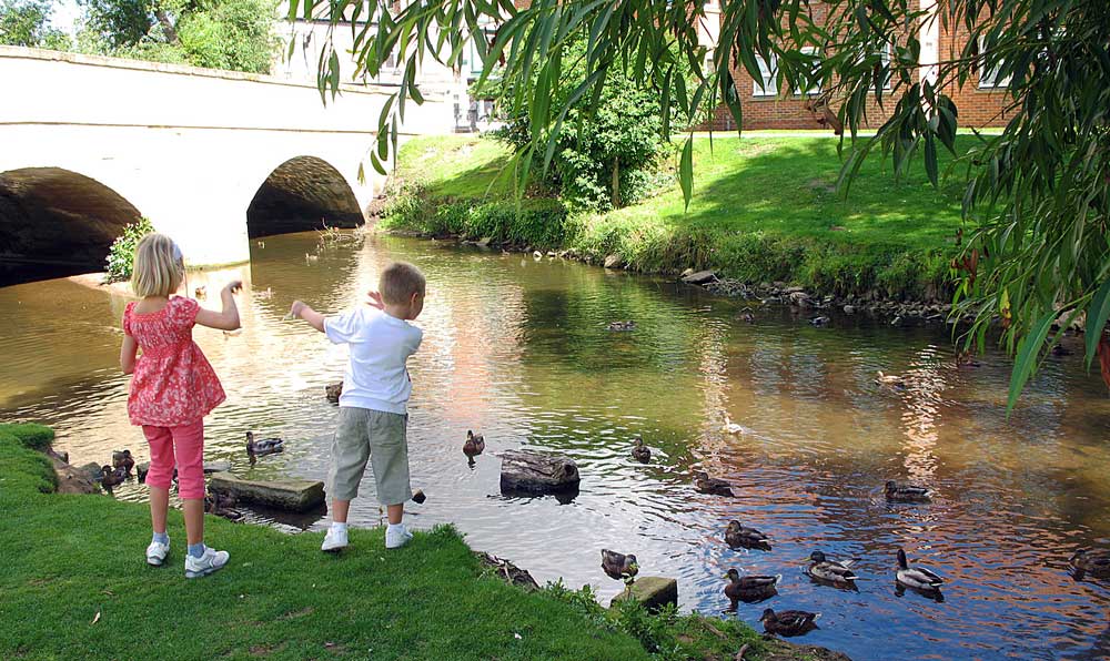 Children by river